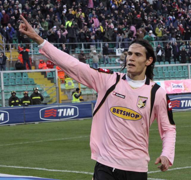 Palermo-Atalanta, campionato 2009-2010: un&#39;esultanza dopo aver segnato un rigore (LaPresse)